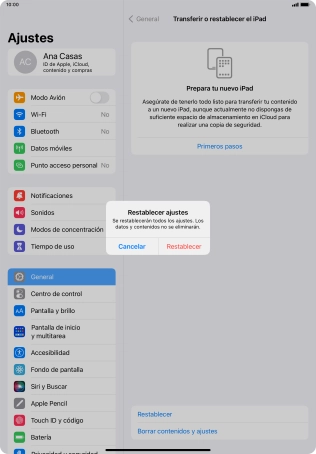 Pulsa Restablecer.