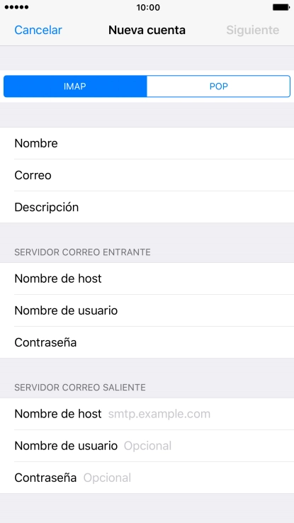 Pulsa Nombre de host e introduce smtp.vodafone.es.