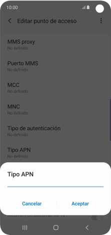 Introduce default y pulsa Aceptar.