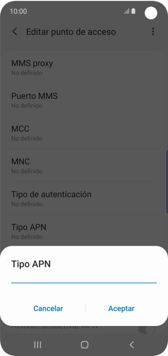 Introduce default y pulsa Aceptar.