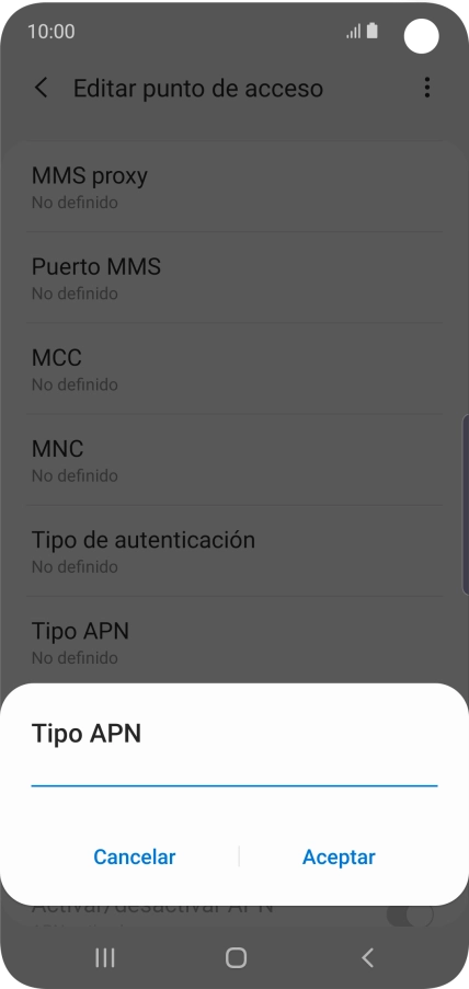 Introduce default y pulsa Aceptar.
