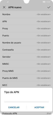 Introduce default y pulsa ACEPTAR.
