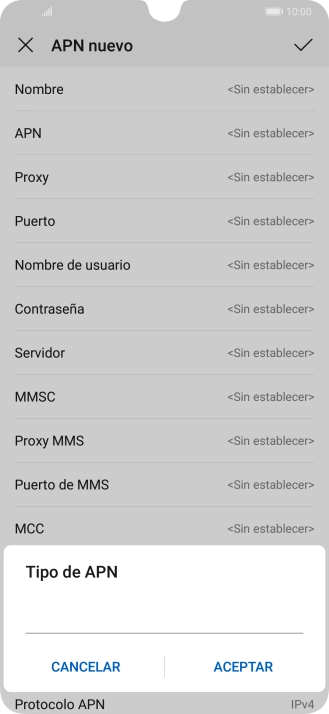 Introduce default y pulsa ACEPTAR.