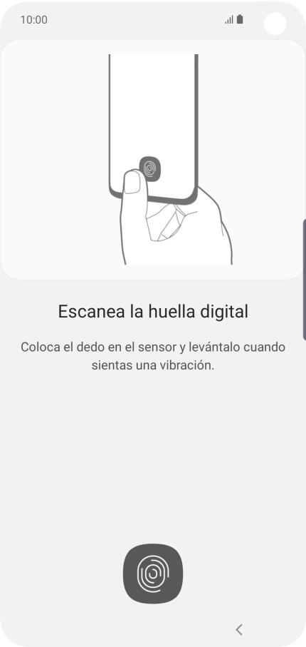 Sigue las indicaciones de la pantalla para crear una huella digital como código de seguridad.