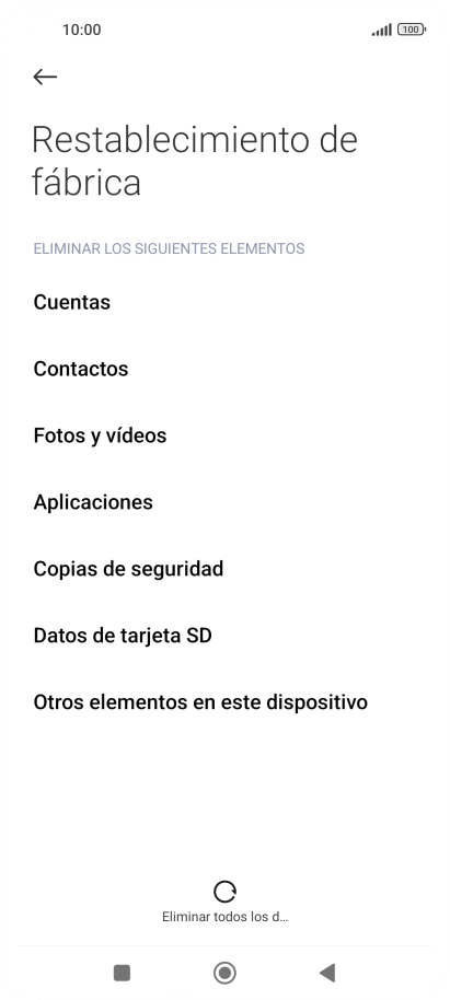 Pulsa Eliminar todos los d....
