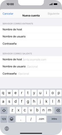 Pulsa Nombre de host e introduce smtp.vodafone.es.