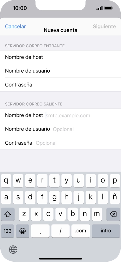 Pulsa Nombre de host e introduce smtp.vodafone.es.