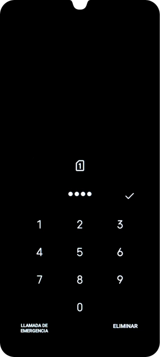 Si es necesario desbloquear la tarjeta SIM, introduce el código PIN y pulsa el icono de aceptar.