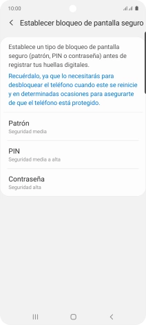 Pulsa el código de seguridad deseado y sigue las indicaciones de la pantalla para crear un código de seguridad del teléfono adicional.