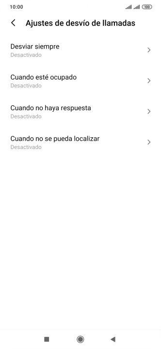 Pulsa el tipo de desvío deseado.