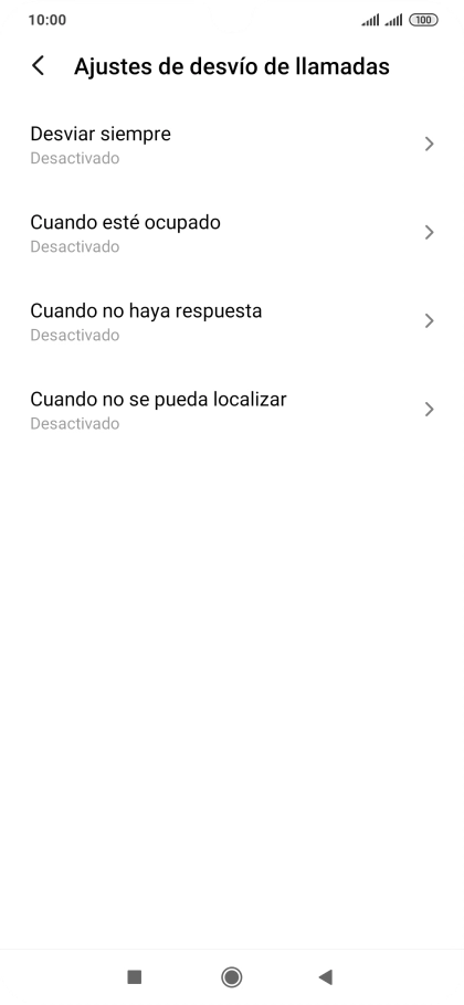 Pulsa el tipo de desvío deseado.