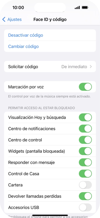 Pulsa Desactivar código e introduce el código de seguridad.
