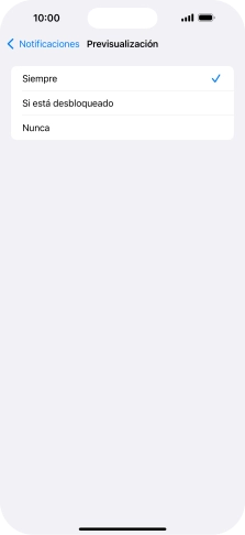Para seleccionar la vista previa de las notificaciones en la pantalla de bloqueo, pulsa Siempre.