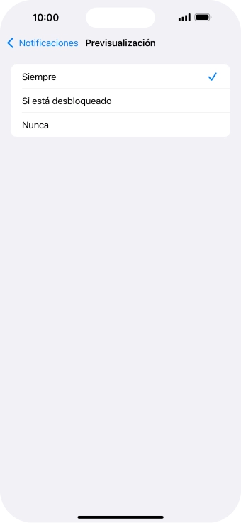 Para seleccionar la vista previa de las notificaciones en la pantalla de bloqueo, pulsa Siempre.