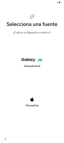 Pulsa el ajuste deseado y sigue las instrucciones de la pantalla para transferir el contenido del otro teléfono.
