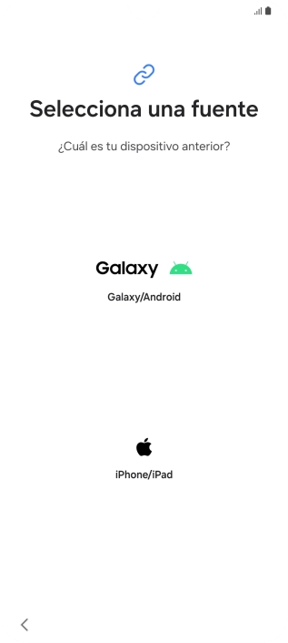 Pulsa el ajuste deseado y sigue las instrucciones de la pantalla para transferir el contenido del otro teléfono.