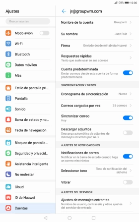 Pulsa Nombre de la cuenta e introduce el nombre de la cuenta de correo electrónico.