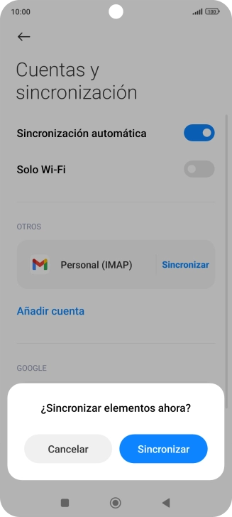 Si activas la función, pulsa Sincronizar.