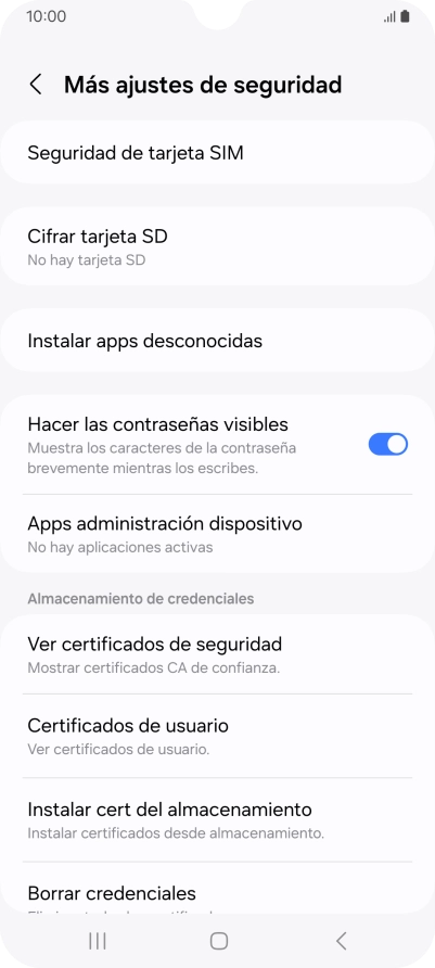 Pulsa Seguridad de tarjeta SIM.