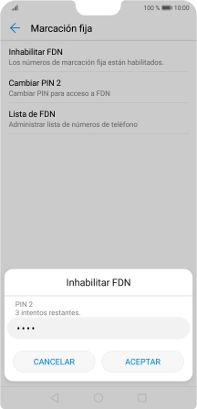 Introduce el código PIN2 y pulsa ACEPTAR.