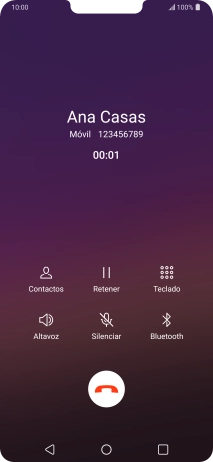 Pulsa el icono de finalizar llamada.