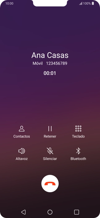 Pulsa el icono de finalizar llamada.