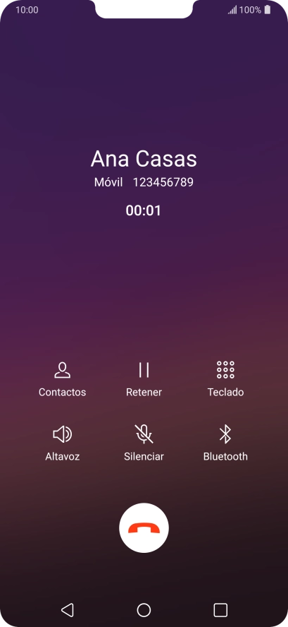 Pulsa el icono de finalizar llamada.