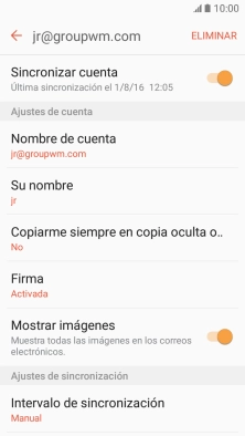 Pulsa Sincronizar cuenta para activar la función.