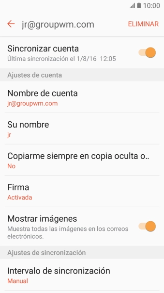 Pulsa Sincronizar cuenta para activar la función.