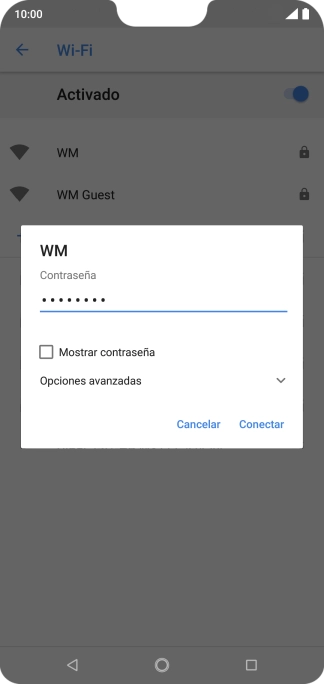 Introduce la contraseña de la red wifi y pulsa Conectar.