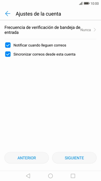 Pulsa Frecuencia de verificación de bandeja de entrada.