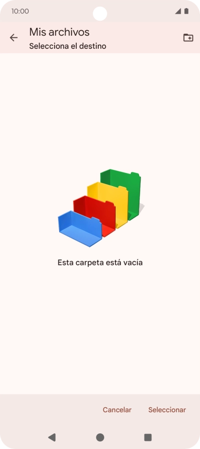 Si deseas crear una nueva carpeta, pulsa el icono de nueva carpeta y sigue las indicaciones de la pantalla para crearla.