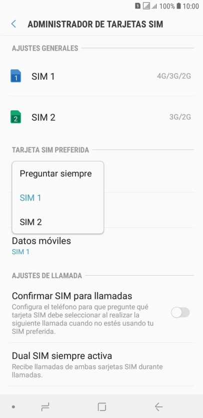 Pulsa el ajuste deseado.