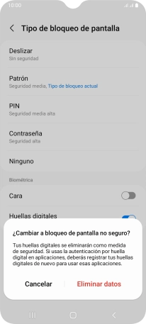 Pulsa Eliminar datos.