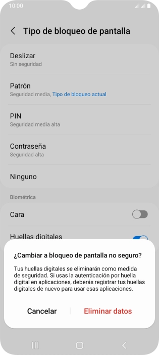 Pulsa Eliminar datos.