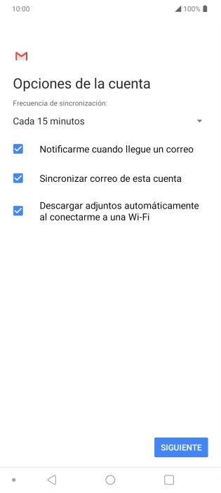 Si aparece en la pantalla esta imagen, tu cuenta de correo electrónico ha sido reconocida y configurada automáticamente. Sigue las indicaciones de la pantalla para introducir más información y terminar la configuración.