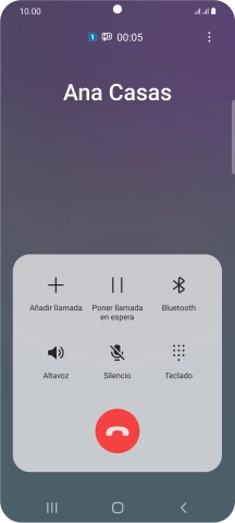 Pulsa el icono de finalizar llamada.