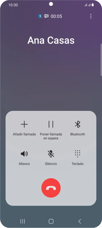 Pulsa el icono de finalizar llamada.