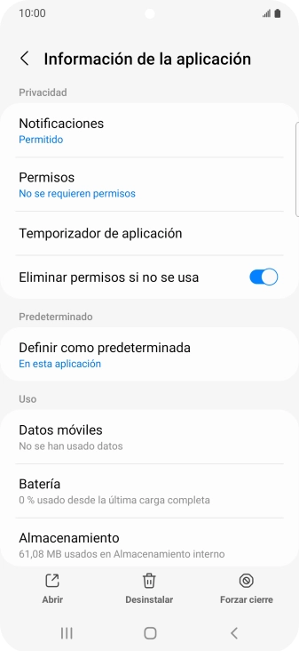 Pulsa Almacenamiento.