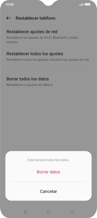 Pulsa Borrar datos.