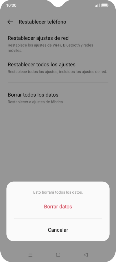 Pulsa Borrar datos.