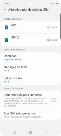 Pulsa la tarjeta SIM deseada.