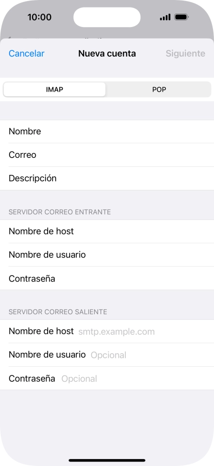 Pulsa Nombre de host e introduce smtp.vodafone.es.