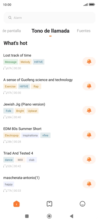 Pulsa los timbres de llamada deseados para escucharlos.