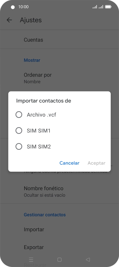 Pulsa la tarjeta SIM deseada.