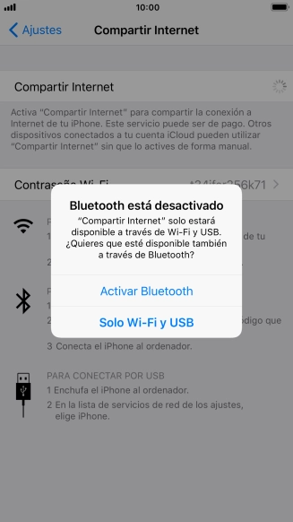 Si la función de wifi está activada, pulsa Solo Wi-Fi y USB.