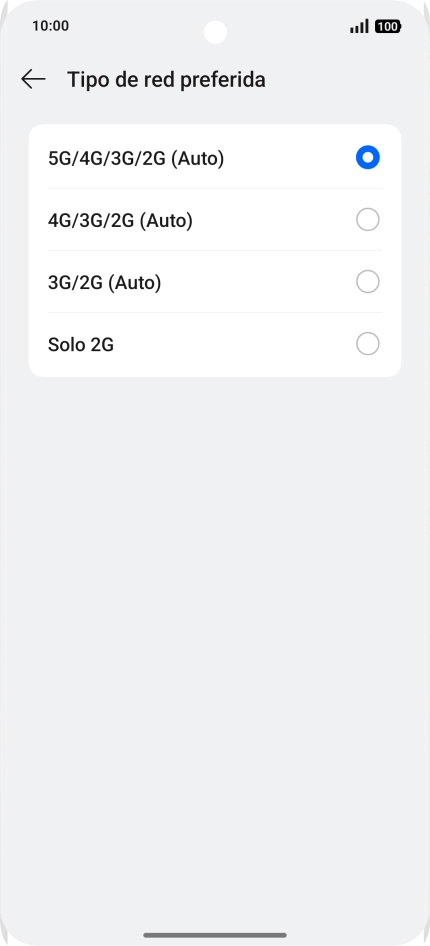 Pulsa el tipo de red deseado.