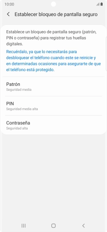 Pulsa el código de seguridad deseado y sigue las indicaciones de la pantalla para crear un código de seguridad del teléfono adicional.