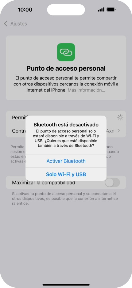 Si la función de wifi está activada, pulsa Solo Wi-Fi y USB.