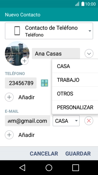 Pulsa el tipo de correo electrónico deseado.